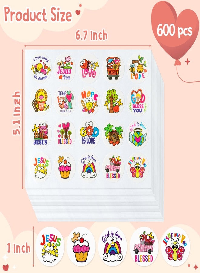 Yopyame 600PCS Christian Valentine’s Day Stickers for Kid Religious Prizes Sticker Catholic Child Drawn Scripture Religious Sticker Jesus Loves You Self Adhesive Paper Christian Stickers for Classroom - Image 2